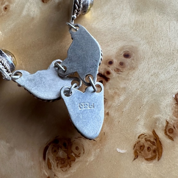 Vintage Baltic Amber and Sterling Silver V Shaped Link Necklace. Marked … - Picture 7 of 9